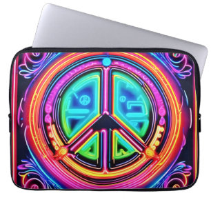 Housse Pour Ordinateur Portable Mandala de la Paix Néon