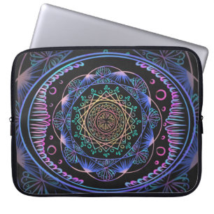Housse Pour Ordinateur Portable Mandala en fleur galactique
