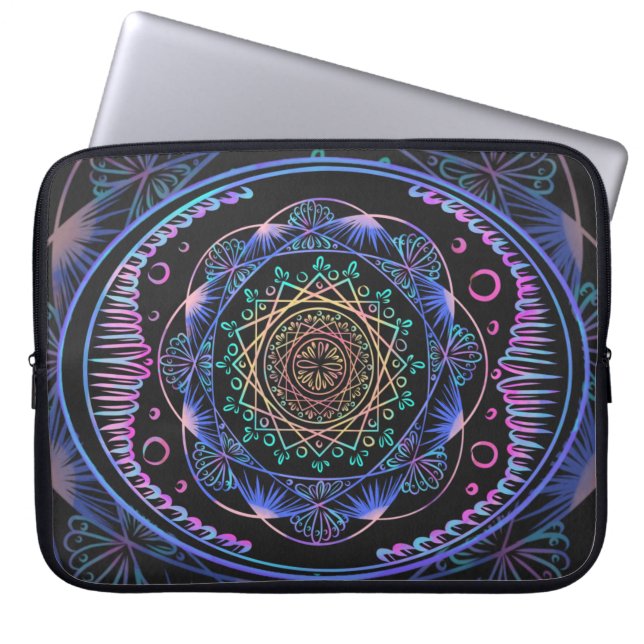 Housse Pour Ordinateur Portable Mandala en fleur galactique (Devant)
