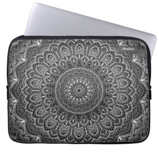 Housse Pour Ordinateur Portable Mandala noir et blanc