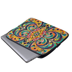 Housse Pour Ordinateur Portable Mandala Symphonie des couleurs – Floral psychédéli