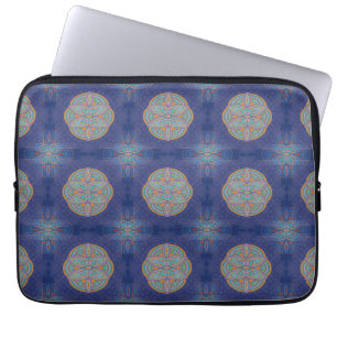 Housse Pour Ordinateur Portable Mandalas sur la conception de répétition bleu mari