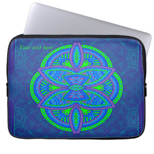 Housse Pour Ordinateur Portable Mandalas sur la conception de répétition bleu mari