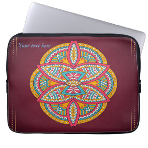 Housse Pour Ordinateur Portable Mandalas sur Maroon conception de répétition