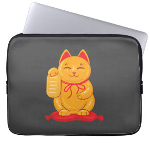 Housse Pour Ordinateur Portable Maneki Neko Chat d'or japonais, Symbole de richess
