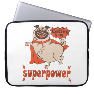 Housse Pour Ordinateur Portable Manger est mon super-puissance rouge carlin style 