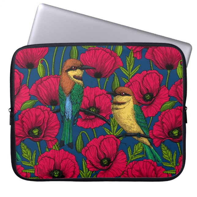 Housse Pour Ordinateur Portable Mangeurs d'abeilles et pavots (Devant)