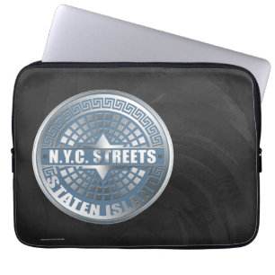 Housse Pour Ordinateur Portable Manhole Staten Island Blue