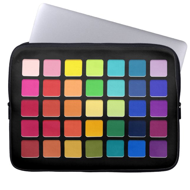 Housse Pour Ordinateur Portable Maquillage Artiste Eyeshadow Pallete Rainbow Grill (Devant)
