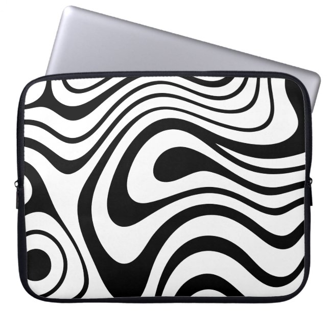 Housse Pour Ordinateur Portable Marbre abstrait noir et blanc (Devant)