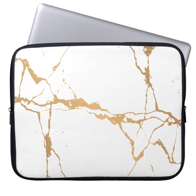 Housse Pour Ordinateur Portable Marbre Blanc Élégant  (Devant)