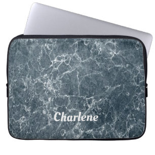 Housse Pour Ordinateur Portable Marbre bleu et blanc