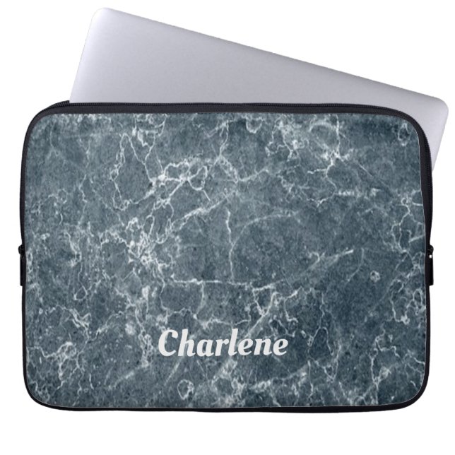 Housse Pour Ordinateur Portable Marbre bleu et blanc (Devant)