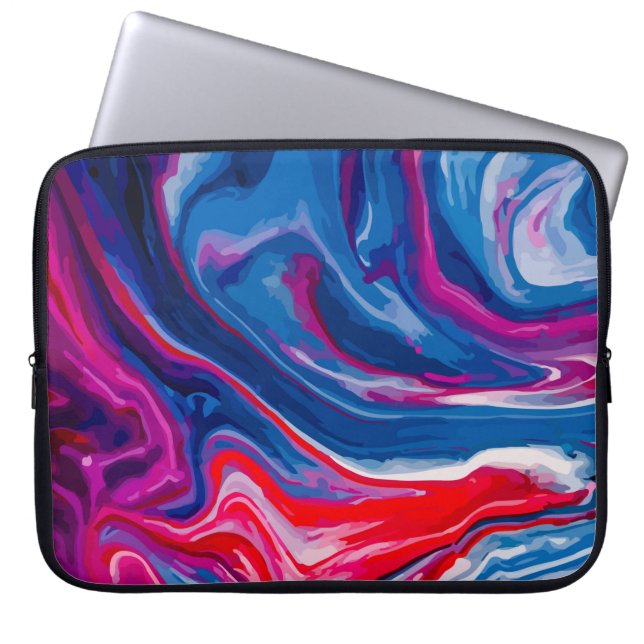 Housse Pour Ordinateur Portable Marbre bleu rouge (Devant)