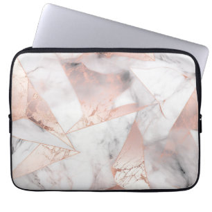 Housse Pour Ordinateur Portable Marbre Géométrique Rose Gold Tendance