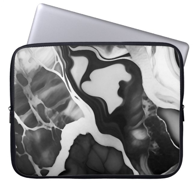 Housse Pour Ordinateur Portable Marbre noir et blanc tendance (Devant)