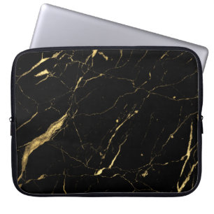 Housse Pour Ordinateur Portable Marbre noir et or