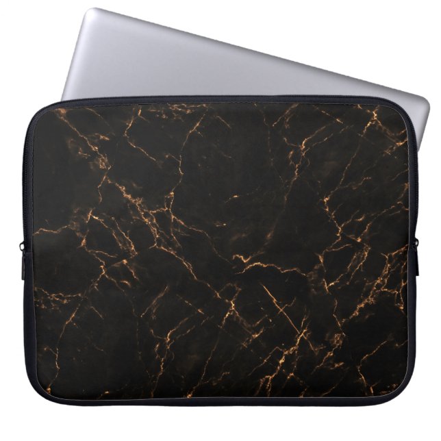 Housse Pour Ordinateur Portable Marbre noir luxueux : Texture élégante (Devant)