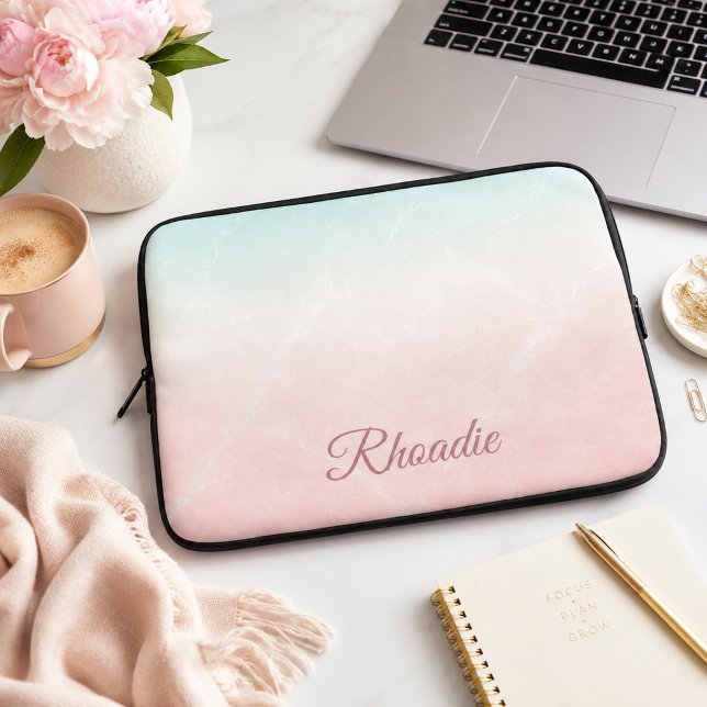 Housse Pour Ordinateur Portable Marbre Pastel Personnalisé  (Créateur téléchargé)