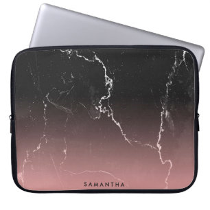 Housse Pour Ordinateur Portable Marbre rose et noir