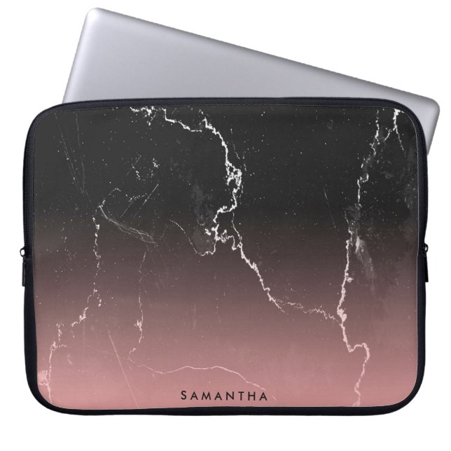 Housse Pour Ordinateur Portable Marbre rose et noir (Devant)