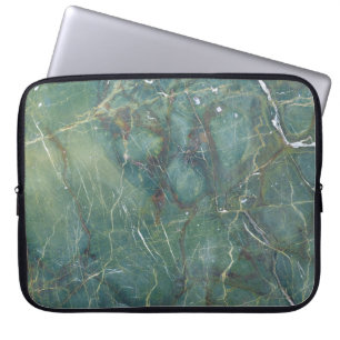 Housse Pour Ordinateur Portable Marbre vert de Malachite Texture détaillée