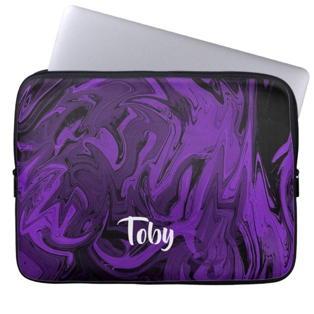 Housse Pour Ordinateur Portable Marbre violet et noir poli (Devant)
