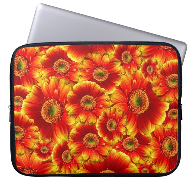 Housse Pour Ordinateur Portable Marguerites de Gerbera jaune et orange (Devant)