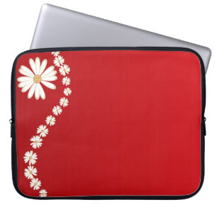 Housse Pour Ordinateur Portable Marguerites sur la douille rouge d'ordinateur