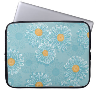 Housse Pour Ordinateur Portable Marguerites vintages : motif aux contours fleuris.
