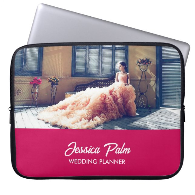 Housse Pour Ordinateur Portable Mariage photo personnalisé rose (Devant)