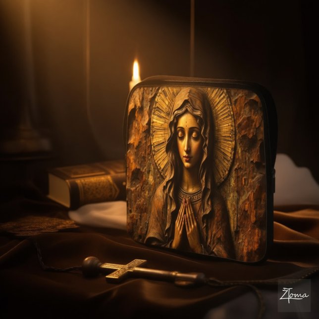 Housse Pour Ordinateur Portable Marie en bois sculptée avec dévotion (Créateur téléchargé)