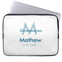 Marine bleu groomsman nom lettre date masculin par
