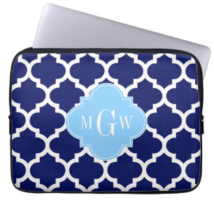 Housse Pour Ordinateur Portable Marine Bleu Marocain #5 Ciel Bleu Nom Monogramme
