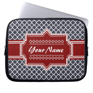 Housse Pour Ordinateur Portable Marine et Red Quatrefoil Personnalisé