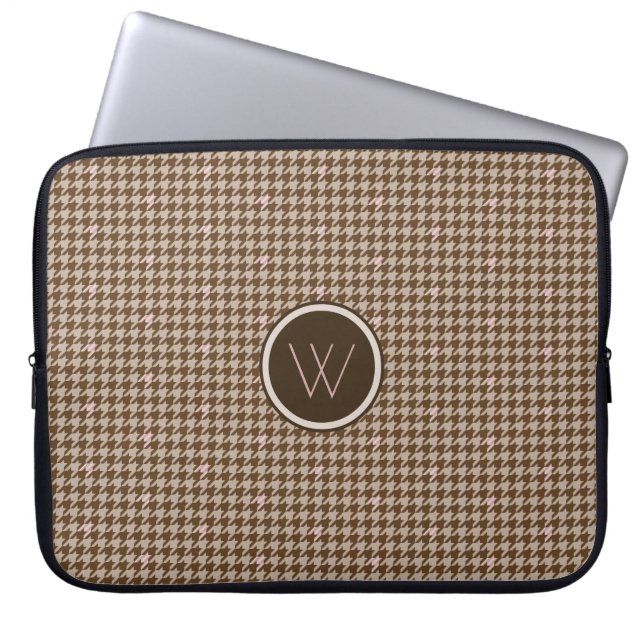 Housse pour ordinateur portable marron à carreaux  (Devant)