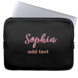 Housse Pour Ordinateur Portable marron ajouter nom fille patron texte noir élégant
