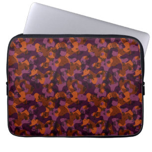 Housse Pour Ordinateur Portable marron et camouflage orange abstrait