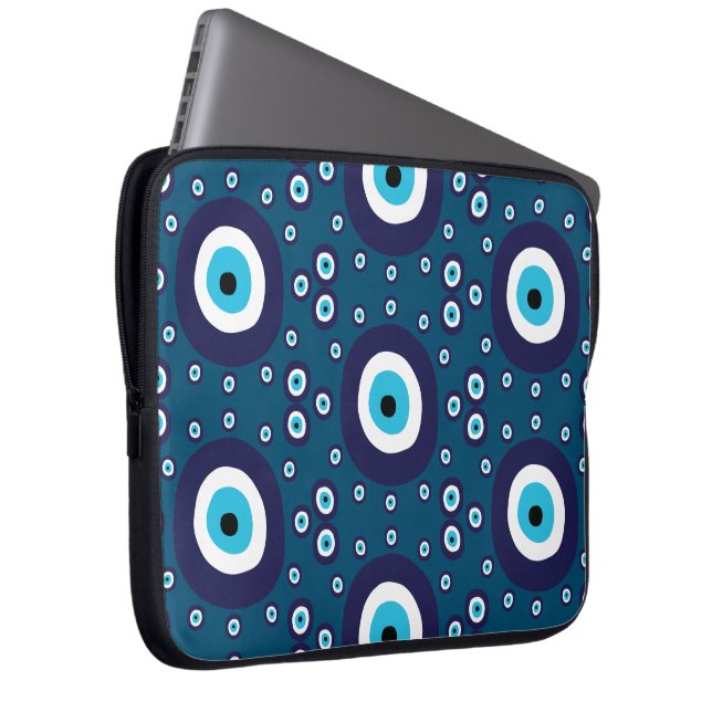 Housse Pour Ordinateur Portable Masculine bleu foncé Nazar Motif de l'oeil (Devant droit)