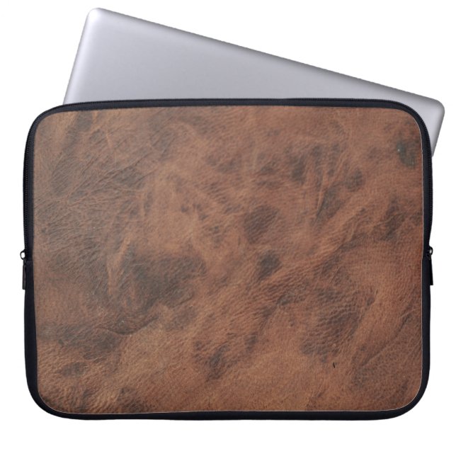 Housse Pour Ordinateur Portable Masculine en cuir Brown Peau rustique (Devant)