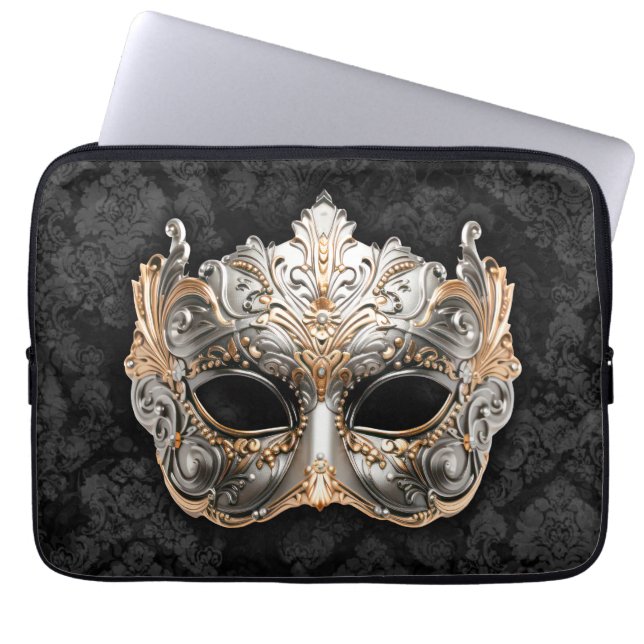 Housse Pour Ordinateur Portable Masque de Venise argenté (Devant)