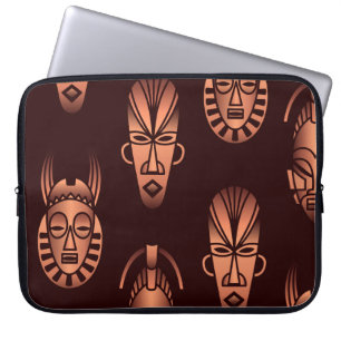 Housse Pour Ordinateur Portable Masques africains ethniques, arrière - plans noirs
