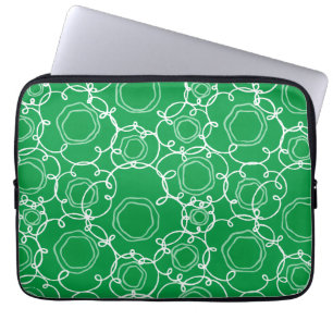 Housse Pour Ordinateur Portable Matrice florale abstraite (vert) Beaux-arts