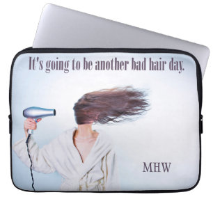 Housse Pour Ordinateur Portable Mauvais Cheveux Jour personnalisé monogramme de ma
