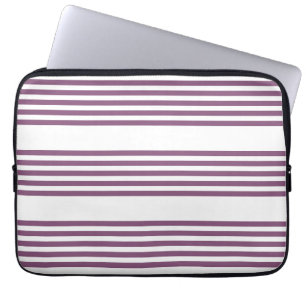 Housse Pour Ordinateur Portable Mauve purple and white five stripes pattern