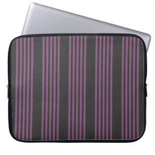 Housse Pour Ordinateur Portable Mauve violet et charbon de bois cinq bandes motif