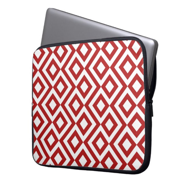 Housse Pour Ordinateur Portable Meander rouge et blanc (devant gauche)