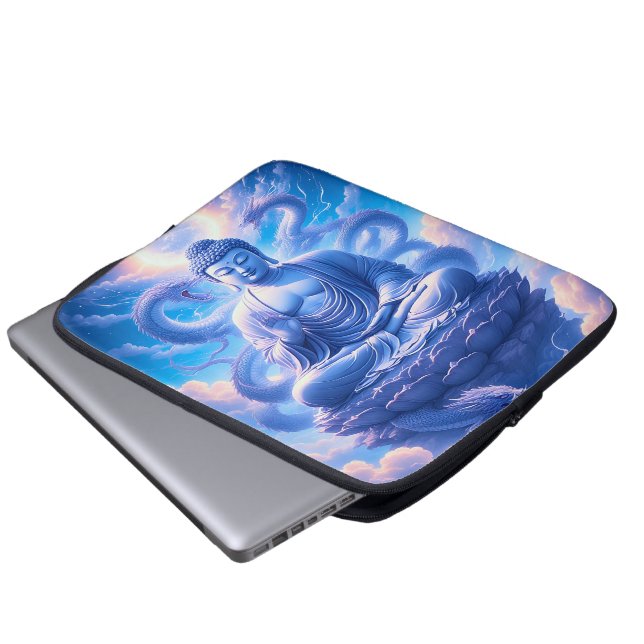 Housse Pour Ordinateur Portable Méditation Bouddha Dragon Mystique (Devant bas)