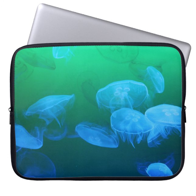 Housse Pour Ordinateur Portable Méduse Cool Dégradé Vert Bleu (Devant)