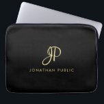 Housse Pour Ordinateur Portable Meilleur Monogramme de calligraphie or Modèle mini<br><div class="desc">Créez Votre Propre Élégant Noir Faux Or Calligraphie Monogramme Modèle Électronique Sac / Tablette & Ordinateur Coques / Neoprène Portable Manche 13 pouces.</div>